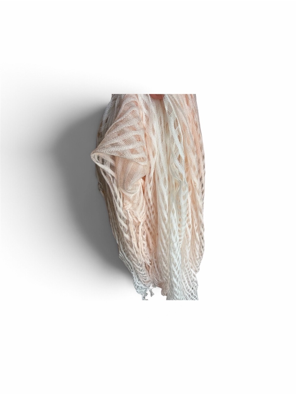 Scarf, lightweight Blush and White. 72” x 38”